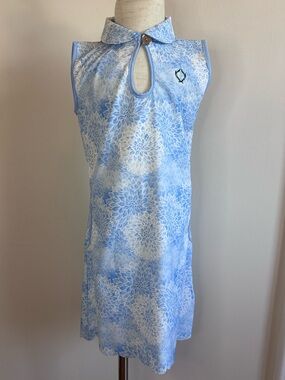 Light Blue Floral Sleeveless Keyhole Kids Dress
